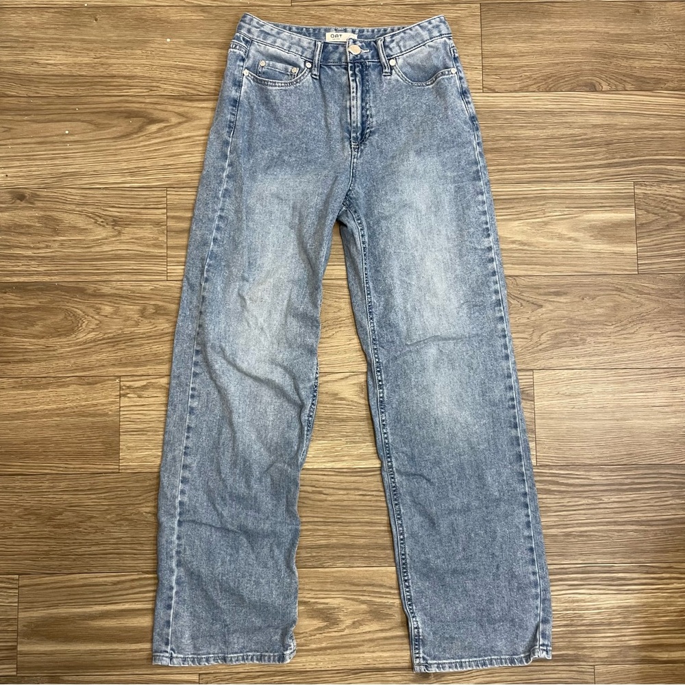 OAT New York High Rise Wide Leg Light Wash Cloud Luxe Denim Jeans - Picture 2 of 12